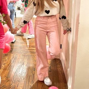 Super cute wide leg pink jeans! Worn once.